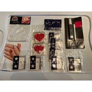 Avon Nail Accents Vintage Decal Lot July 4, Valentines, Shimmer Stickers Pen